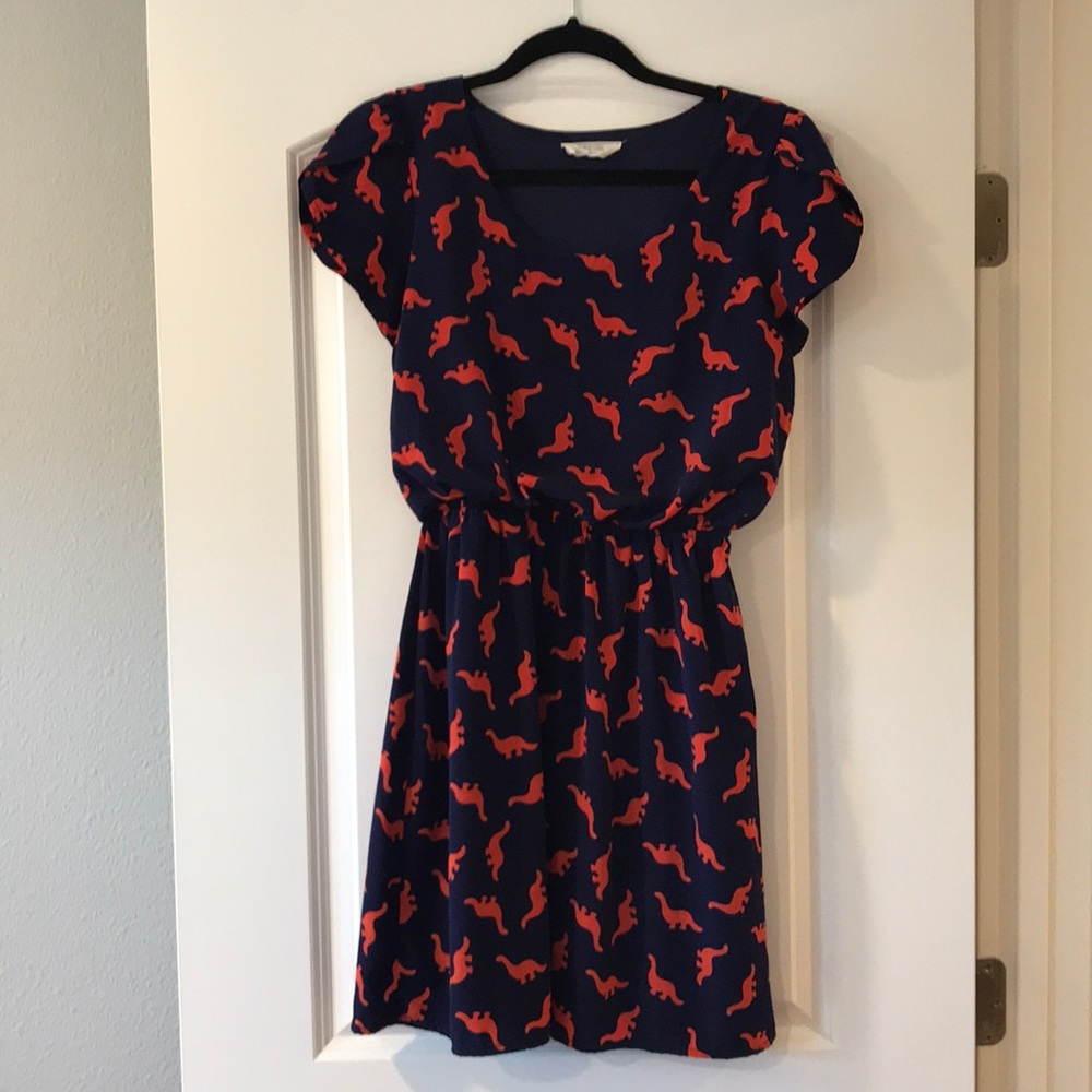 Navy blue dinosaur dress